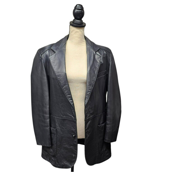 Vtg 70's Reed Mens Black Soft Leather Jacket 44 Leisure Fight Club Grunge